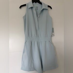 Light Blue Sleeveless Collared Romper